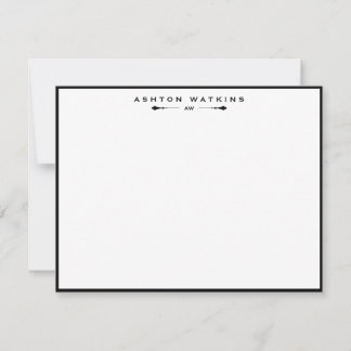 Klassische Monogramm-Notizkarte mit schwarzem Rand Einladung