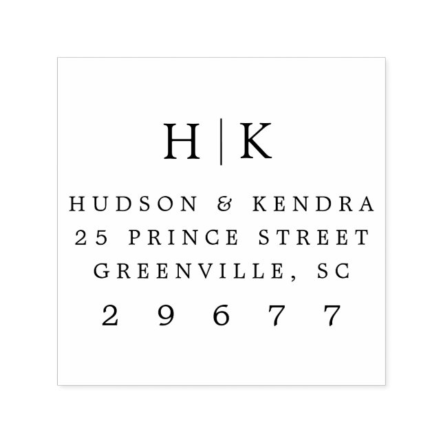 Klassische Monogramm-Rücksendeadresse Permastempel (Design)