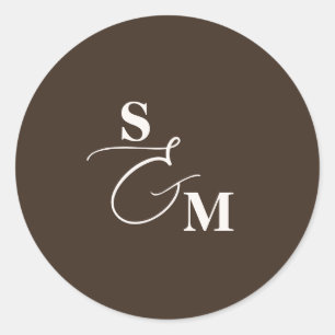 Klassische Monogramm-Schrift-Et-Zeichen-Hochzeit Runder Aufkleber