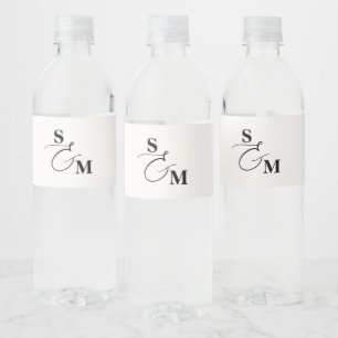 Klassische Monogramm-Schrift-Et-Zeichen-Hochzeit Wasserflaschenetikett