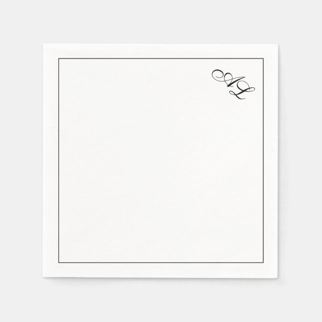 Klassische Monogramm Schwarz/Weiß Traditionelle Ho Serviette (Vorderseite)