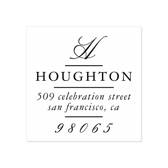 Klassische Monogramm-Script-Rücksendeadresse Gummistempel (Prägung)