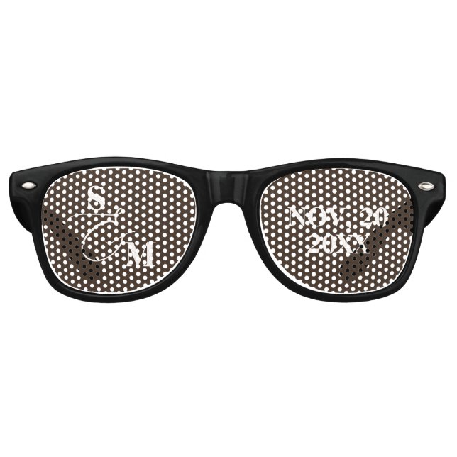 Klassische Monogramm-Skript-Ampersand-Hochzeit Partybrille (Vorderseite)
