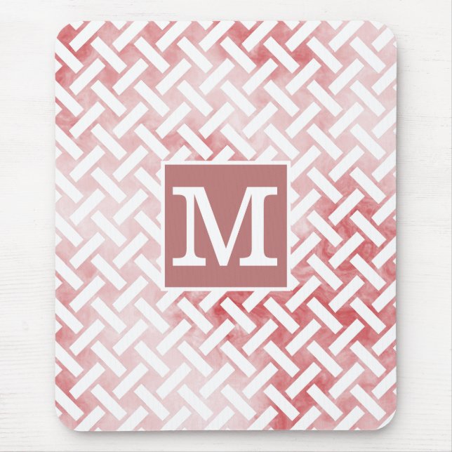 Klassische Monogramm Smokey Red Loose Weave II Mousepad (Vorne)