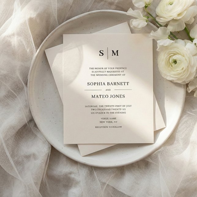Klassische Monogramm-Weiße QR-Code-Hochzeit mit 4  Flyer (Von Creator hochgeladen)