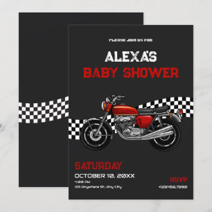 Klassische Motorrad-Baby-Party Einladung