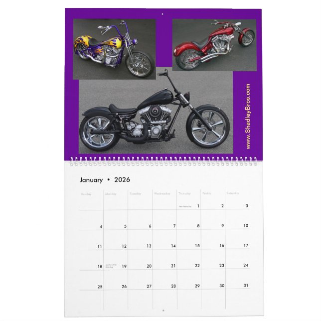 Klassische Motorrad-Chopper Kalender (Jan 2026)