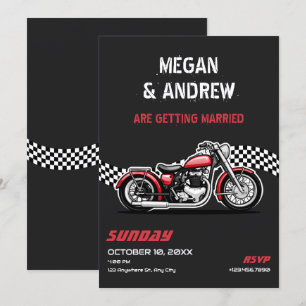 Klassische Motorradhochzeit Einladung