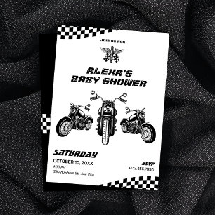 Klassische Motorradmechanik-Babydusche Einladung