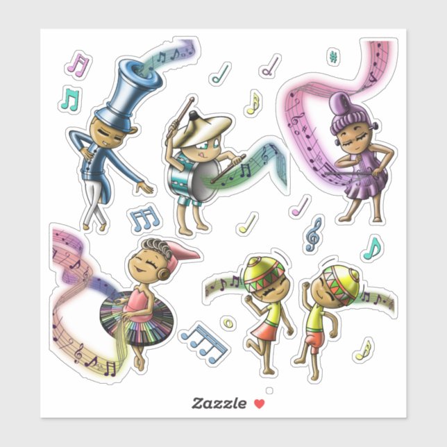 Klassische Musikinstrumentengruppe Aufkleber (Blatt)