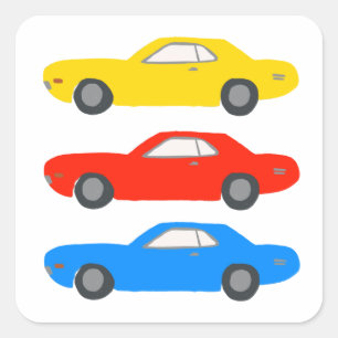 Klassische Muskelwagen Illustriert Vintag Quadratischer Aufkleber