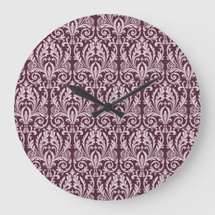 Klassische nahtlose Damasttapete. Große Wanduhr