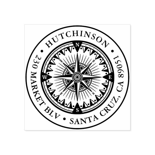 Klassische Nautical Compass Round-Rücksendeadresse Gummistempel (Prägung)