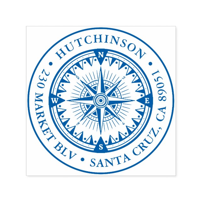 Klassische Nautical Compass Round-Rücksendeadresse Permastempel (Design)