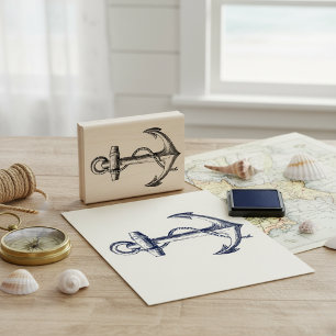 Klassische nautische Anker-Tau-Silhouette Gummistempel
