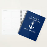 Klassische Nautische Ankerwaffe 5 Sterne Schiffska Planer<br><div class="desc">Klassischer Nautical Anchor und 5 Sterne Captain's Log Navy Blue Day Planner.</div>