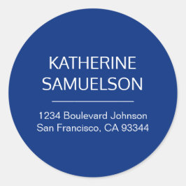 Klassische Navy Blauer Name und Rücksendeadresse Runder Aufkleber