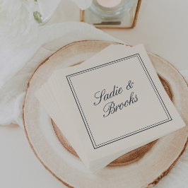 Klassische Navy-Blue-Script-Hochzeit Serviette