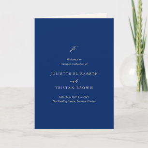 Klassische Navy- und Creme-elegante Hochzeit Programm