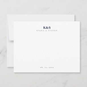 Klassische Navyblaue Monogramm-Papeterie für Paare Mitteilungskarte