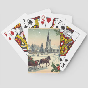 Klassische/nostalgische Weihnachtsszene Spielkarten