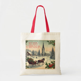 Klassische/nostalgische Weihnachtsszene Tragetasche