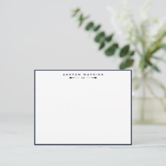 Klassische Notizkarte mit dunkelblauer Umrandung u Einladung