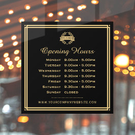 Klassische Öffnungszeiten Firmenlogo Schwarzes Gol Fensteraufkleber