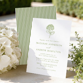 Klassische Olive-Grün-Hortensien-Hochzeit Einladung
