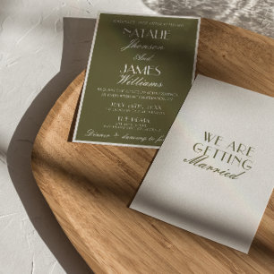 Klassische Oliven-Grüne Old-Money-Luxus-Hochzeit Einladung