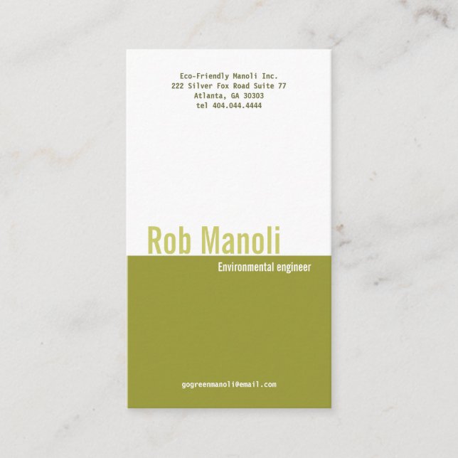 Klassische Olivgrün-Teiler-Visitenkarte Visitenkarte (Vorderseite)