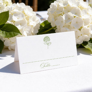 Klassische Olivgrüne Hortensien-Hochzeit Platzkarte