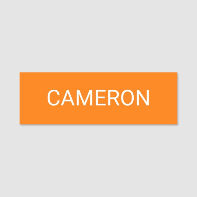 Klassische Orange Name Tag Magnetic oder Button 3x (Vorderseite)