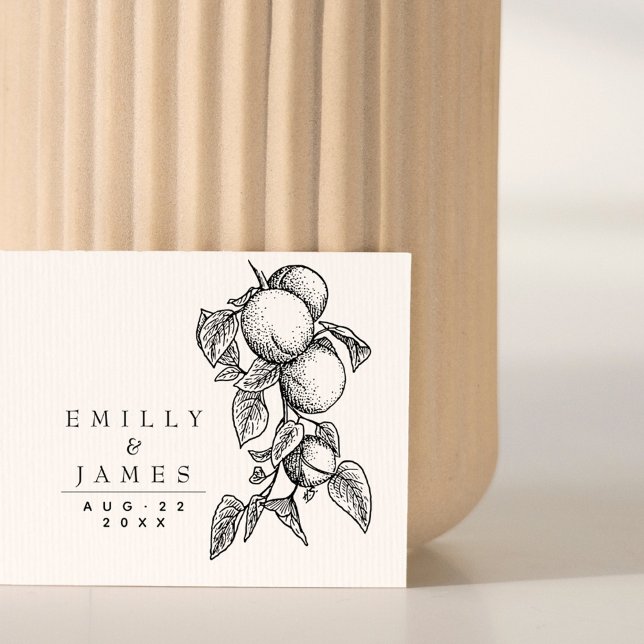 Klassische Orangen Hochzeit Gummistempel (Elegant Classic Botanical Orange Tree Wedding Rubber Stamp)