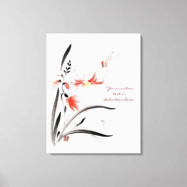 Klassische orientalische Sumi-e Tintenfarbe Blume Leinwanddruck (Vorderseite)