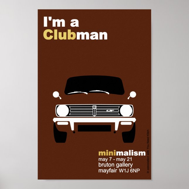 Klassische Original Mini Clubman Minimalistische K Poster (Vorne)