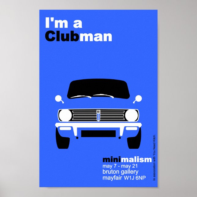 Klassische Original Mini Clubman Minimalistische K Poster (Vorne)