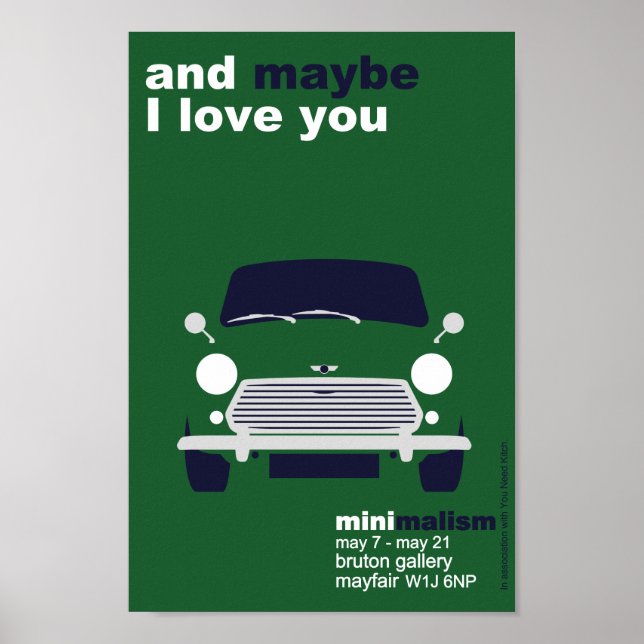 Klassische Original Mini Cooper minimalistische Ku Poster (Vorne)