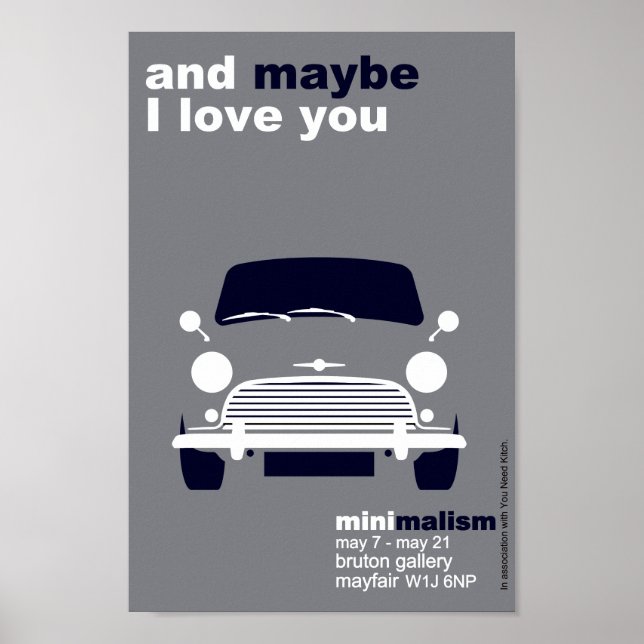 Klassische Original Mini Cooper minimalistische Ku Poster (Vorne)