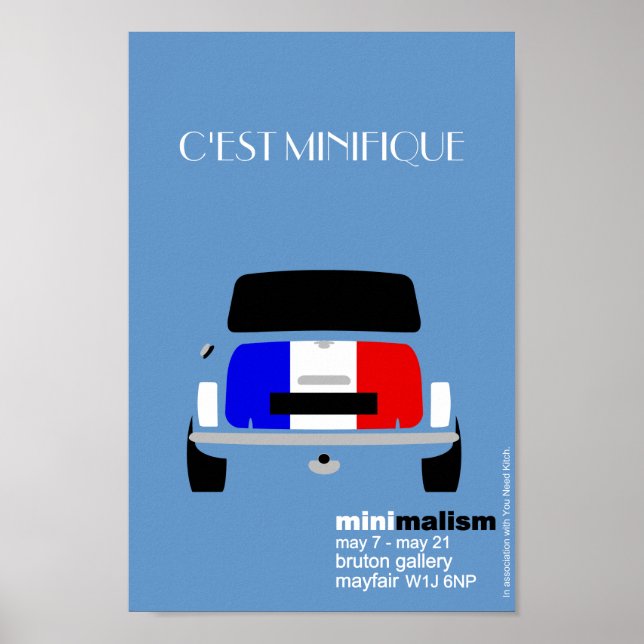 Klassische Original Mini Cooper minimalistische Ku Poster (Vorne)