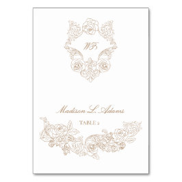 Klassische Ornament Braun Namenskarte Tischnummer