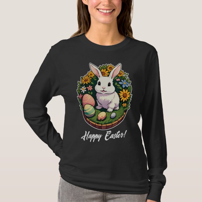 Klassische Ostersonnige Illustration. Frohe Ostern T-Shirt (Vorderseite)