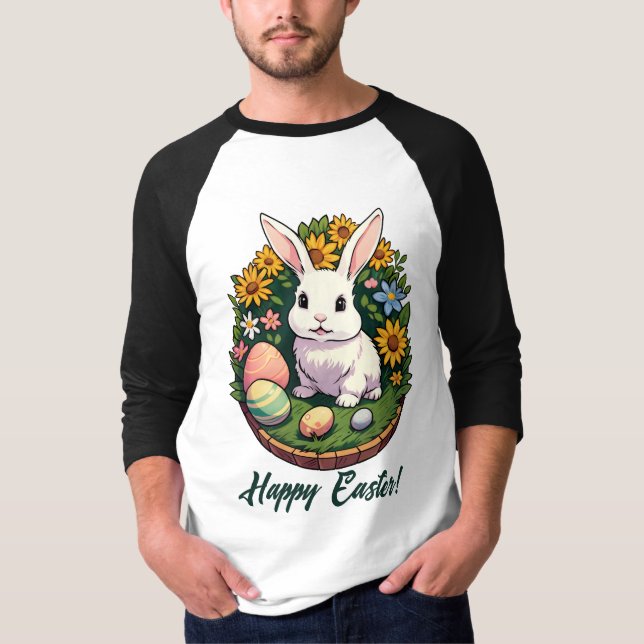 Klassische Ostersonnige Illustration. Frohe Ostern T-Shirt (Vorderseite)