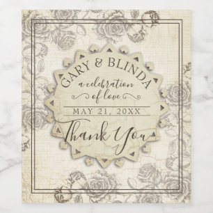 Klassische Papierflasche Gastgeschenk Hochzeit Ros Weinetikett