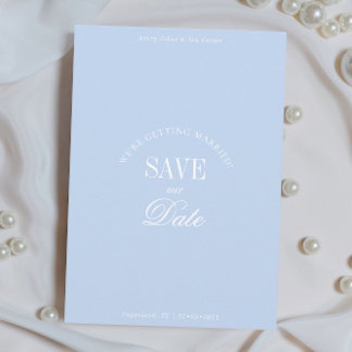 Klassische Pastellblaue Elegante Save-the-Date-Kar Save The Date