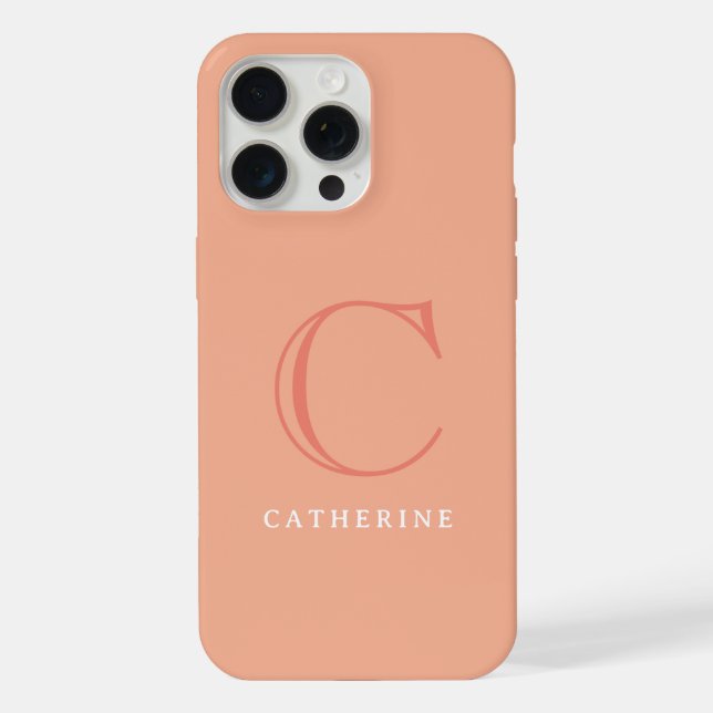 Klassische Peach-Pink-Script-Monogramm-Hülle Case- iPhone Hülle (Rückseite)