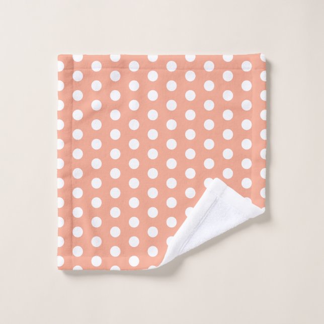 Klassische Peach Polka Dots Waschlappen (Waschlappen)