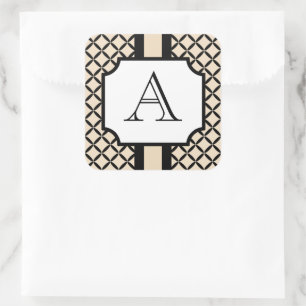 Klassische personalisierte Monogramm-Aufkleber Quadratischer Aufkleber