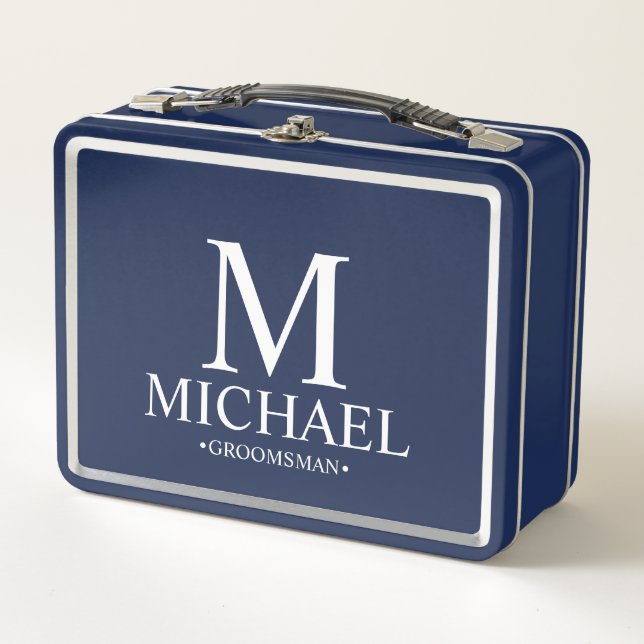 Klassische Personalisierte Trauzeuge Geschenkboxen Metall Lunch Box (Vorderseite)