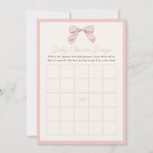 Klassische Pink Bow Baby Shower Bingo Card Einladung